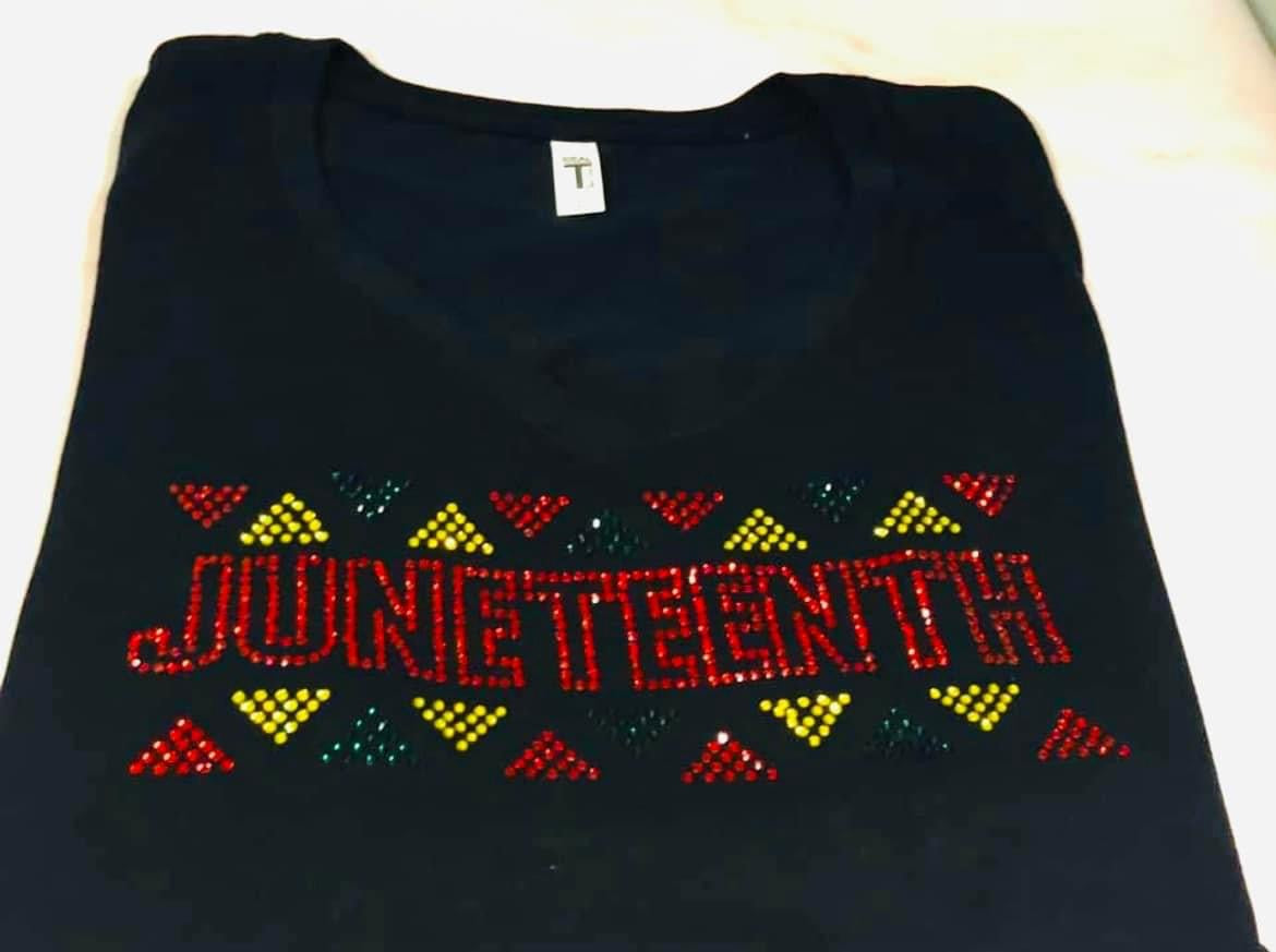 Rhinestoned Juneteenth shirt