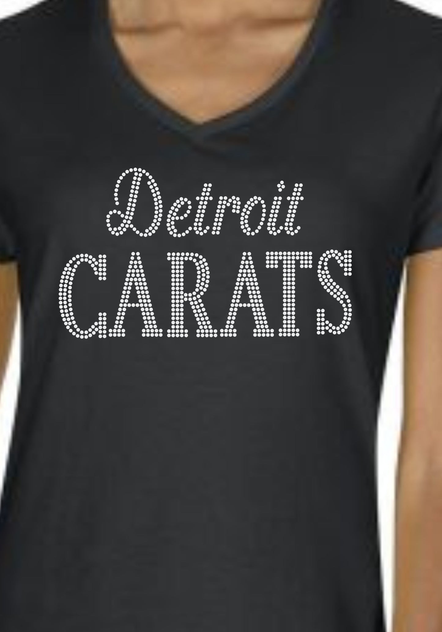 Detroit Carats Rhinestone Vneck Shirt