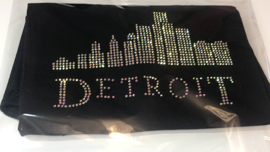 Detroit Motor City Rhinestone V-neck Shirt